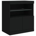 vidaXL Komoda s LED svetlami čierna 181,5x37x67 cm