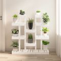 vidaXL Stojan na rastliny biely 104,5x25x109,5 cm masívna borovica