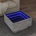 vidaXL Konferenčný stolík s LED sivá sonoma 50x50x30cm kompozit. drevo