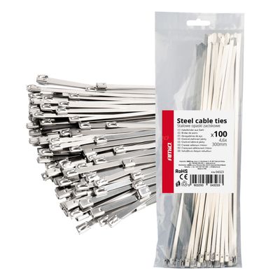 Kovové svorky z nehrdzavejúcej ocele 4,6x300mm 100 ks. AMIO-04323