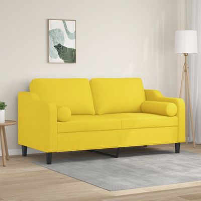 vidaXL 2-miestna pohovka s vankúšikmi svetložltá 140 cm látka