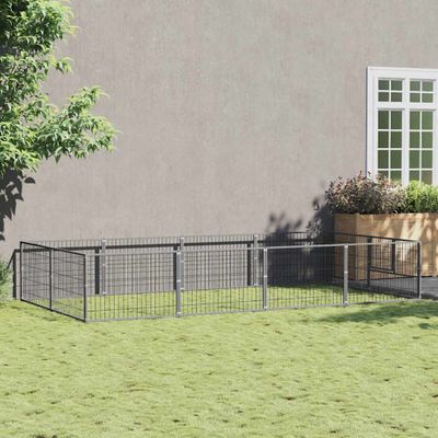 vidaXL Koterec pre psy strieborný 8 m² oceľ