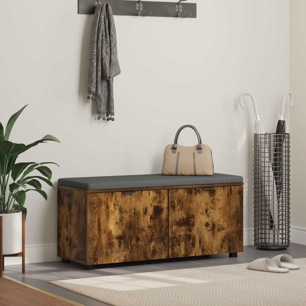 vidaXL Predsieňová lavica s vankúšom Údený Dub 100 x 38 x 46 cm