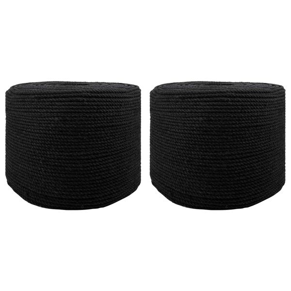 vidaXL Lano 2 pcs Čierna Bavlna