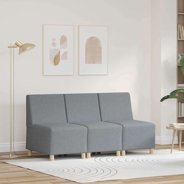 vidaXL Bezrúčková modulárna sofa jednotka 3 pcs Svetlosivá