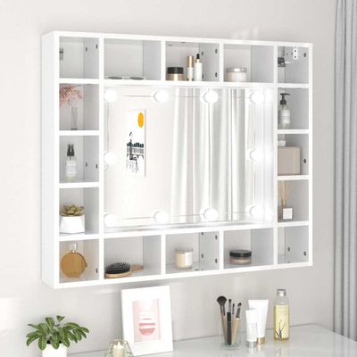 vidaXL LED kúpeľňová zrkadlová skrinka lesklá biela 91x15x76,5 cm