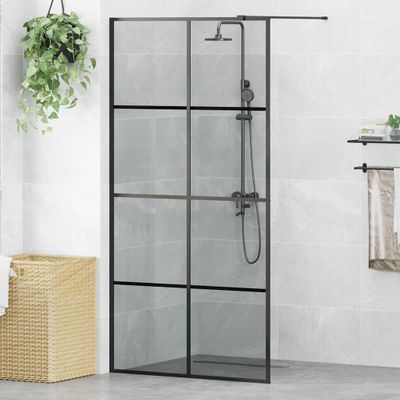 vidaXL Stena walk-in sprchy Čierna 100 x 195 cm tvrdené sklo