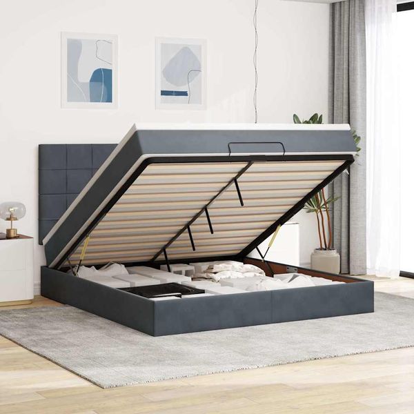 vidaXL Osmanský rám postele s matracmi tmavosivá 160x200 cm zamat