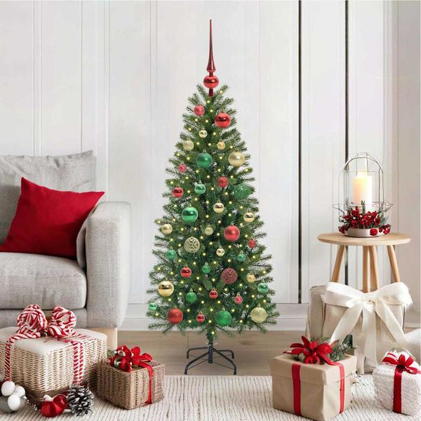 vidaXL Umelý vianočný stromček s 150 LED-i Zelená 120 cm PE a PVC