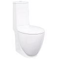 vidaXL Keramická toaleta/WC do kúpeľne, okrúhla, spodný odtok, biela