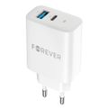 Forever TC-07-30AC PD QC charger 1x USB-C 1x USB 30W white + USB-C - USB-C cable 60W