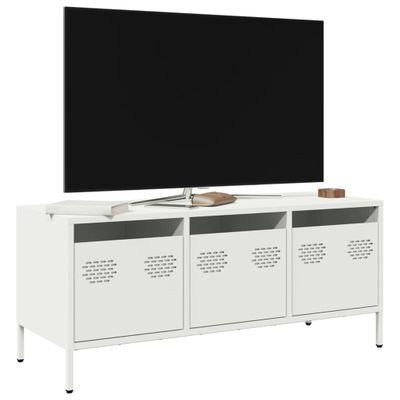 vidaXL TV skrinka biela 101,5x39x43,5 cm oceľ valcovaná za studena