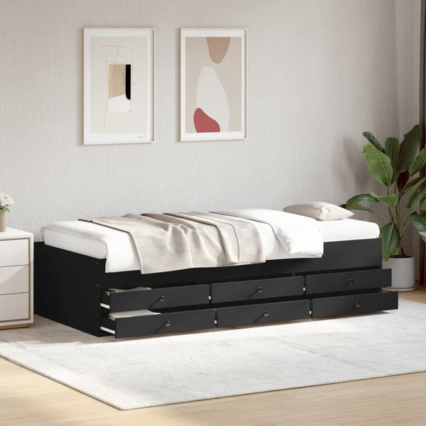 vidaXL Váľanda so zásuvkami bez matraca čierna 100x200 cm