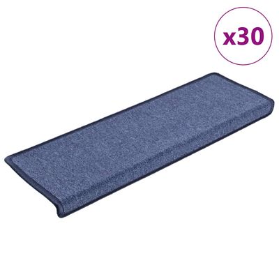 vidaXL Schodové rohože 30 ks 65x21x4 cm modré s obdĺžnikovým okrajom