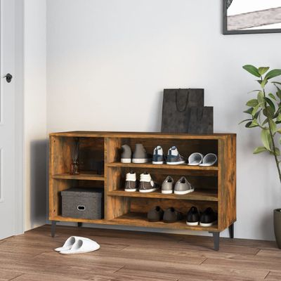 vidaXL Botník dymový dub 102x36x60 cm spracované drevo