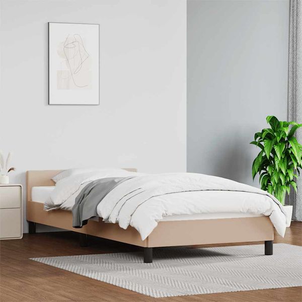 vidaXL Posteľný rám s čelom bez matraca kapučínový 90x200 cm