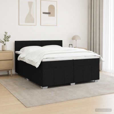 vidaXL LED boxspring posteľ s matracom Čierna 200 x 200 cm Látka