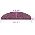 vidaXL Schodové rohože 15 ks 56x17x3 cm tmavo fialové polkruhové