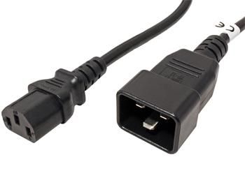 PremiumCord Kabel sieťový propojovací 230V 10A 1m, konektory IEC 320 C13 - IEC 320 C20