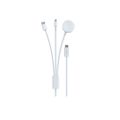 Kábel Devia 3v1 Smart EA520 USB-C - USB-C + Lightning biely s indukčným magnetickým nabíjačom pre Apple Watch