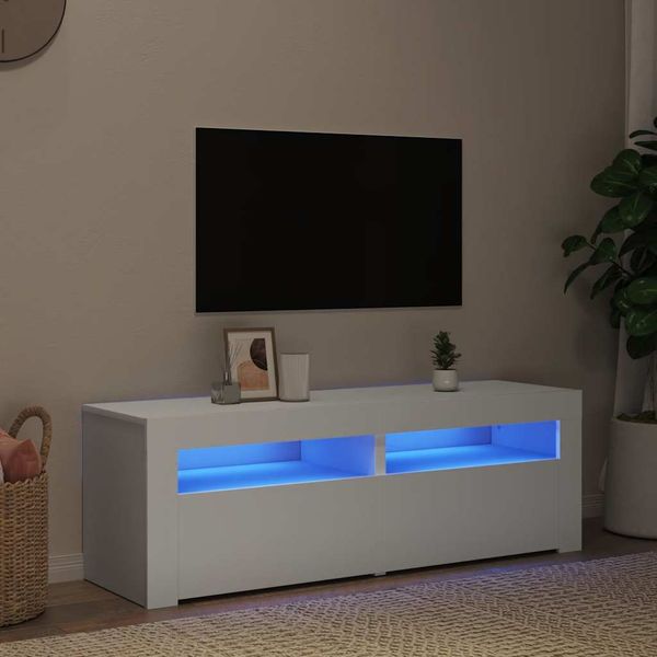vidaXL TV skrinka s LED svetlami biela 120x35x40 cm