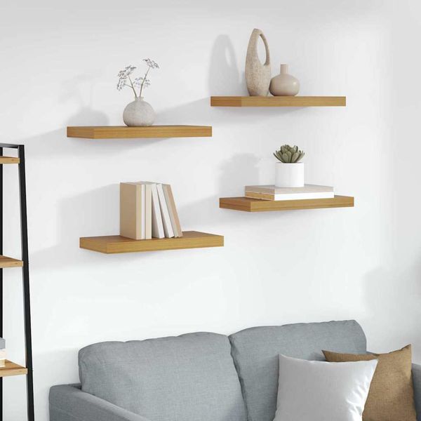 vidaXL Stenná polica Nástenná montáž 4 pcs Béžová 50 x 23,5 x 4 cm