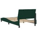 vidaXL Rám postele bez matraca Hanko tmavozelený 100x200 cm zamat