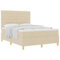 vidaXL Posteľ s pružinovým rámom s matracmi Krémová 160 x 200 cm látka