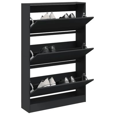 vidaXL Botník čierny 80x21x125,5 cm kompozitné drevo