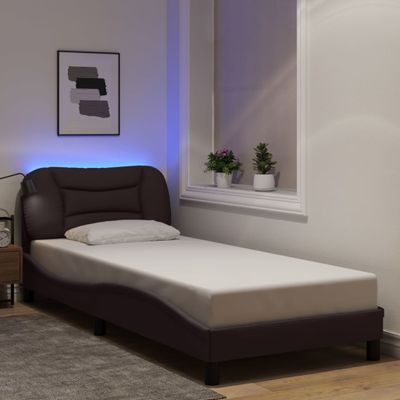 vidaXL Rám postele s LED bez matraca Hvar tmavohnedý 80x200 cm látka