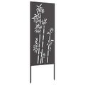 vidaXL Záhradná clona na súkromie Kvetinový Čierna 50 x 140 cm