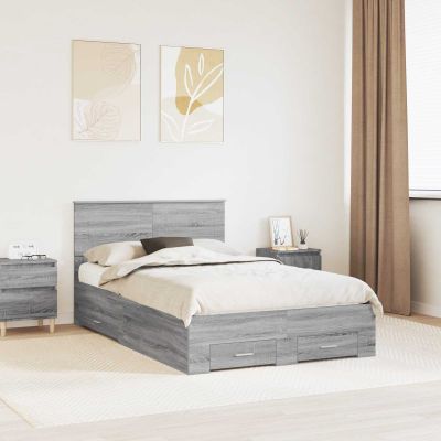 vidaXL Rám postele Sivý Sonoma 120 x 200 cm Kompozitné drevo