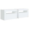 vidaXL Nočné stolíky 2 ks s LED, biele 60x35x40 cm