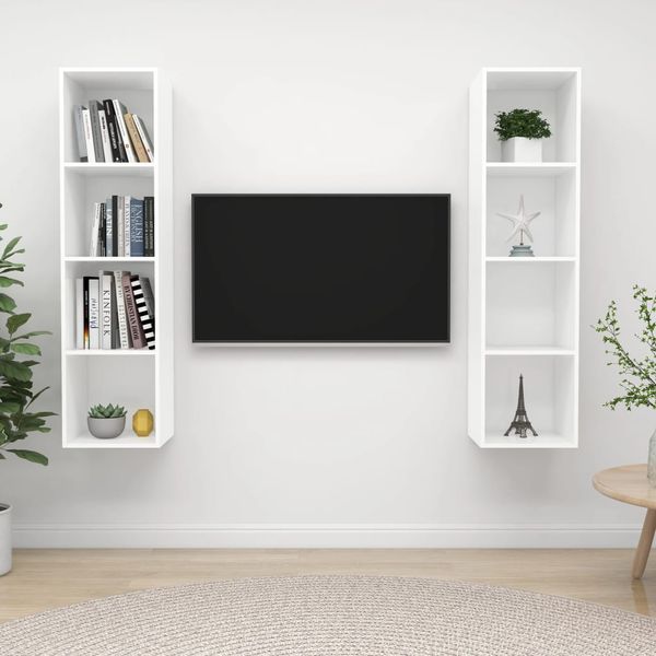 vidaXL Nástenné TV skrinky 2 ks, biele, kompozitné drevo
