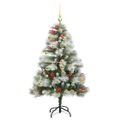 vidaXL Umelý vianočný stromček Zelená a biela 150 cm PVC, kov a plast
