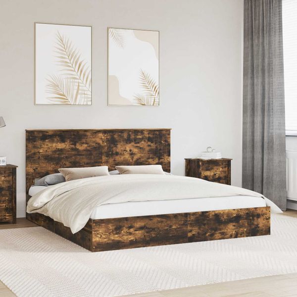 vidaXL Úložná posteľ Dymová dub 180 x 200 cm Kompozitné drevo