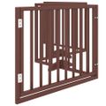 vidaXL Psia brána s dvierkami, skladacia, 4 panely, hnedá, 320 cm, topoľové drevo