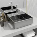 vidaXL Umývadlo s otvorom na batériu 38x30x11,5 cm keramika strieborné
