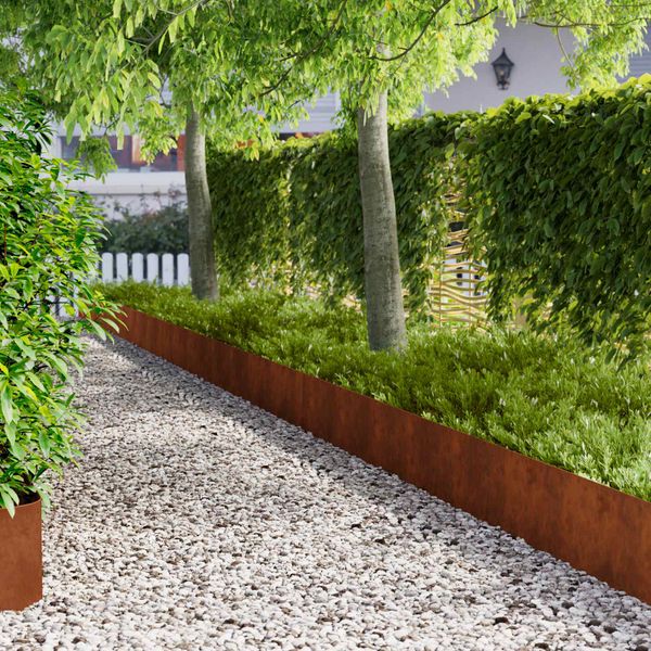 vidaXL Obrubník trávnika 20 pcs 100 x 22 cm Oceľ Hrdzavý
