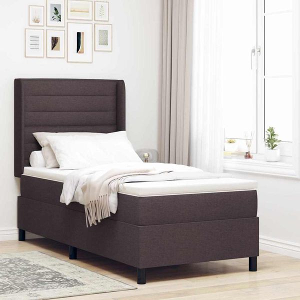 vidaXL Posteľ s pružinovým rámom Tmavohnedá 200 x 90 cm látka