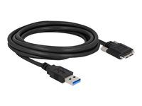 Kábel USB - USB typ A (M) na Micro-USB typ B (M) - USB 3.0 - 3 m - krídlové skrutky - čierna