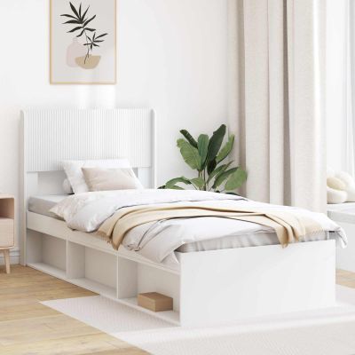vidaXL Posteľový rám s úložným priestorom a čelom Biela 75 x 190 cm