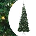 vidaXL Rohový umelý vianočný strom s 300 LED-i Zelená 180 cm PVC a kov