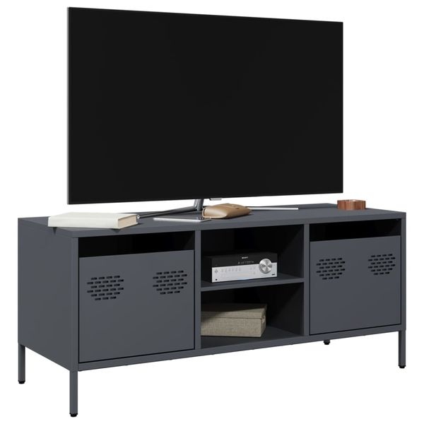 vidaXL TV skrinka antracit 101,5x39x43,5 cm oceľ valcovaná za studena