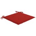 vidaXL Skladacie stoličky s červenými vankúšmi, 3 ks, masívne teakové drevo