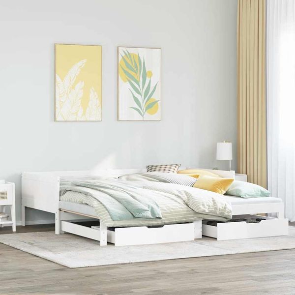 vidaXL Rozkladacia denná posteľ s matracmi bez matraca biela 80x200 cm