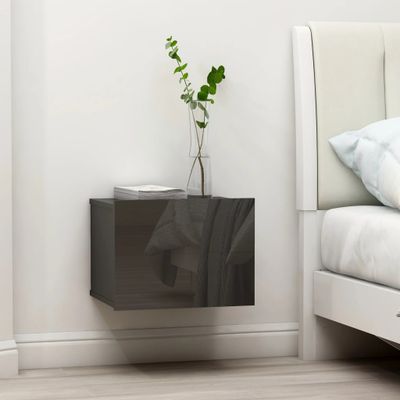 vidaXL Nočný stolík, lesklý sivý 40x30x30 cm, kompozitné drevo