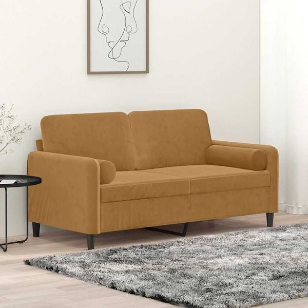vidaXL 2-miestna pohovka s vankúšmi hnedá 140 cm zamat