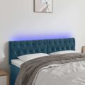vidaXL Čelo postele s LED tmavomodré 144x7x78/88 cm zamat