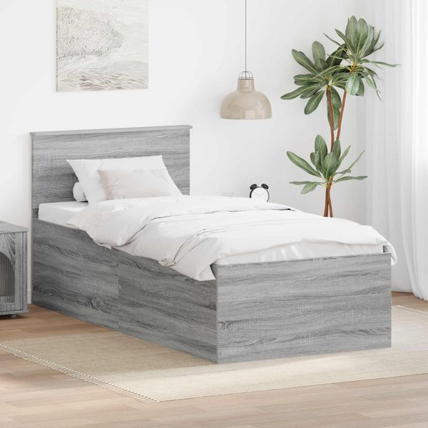 vidaXL Rám postele Sivý Sonoma 75 x 190 cm Kompozitné drevo